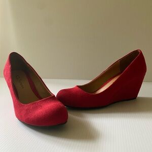 CL By Laundry Red Wedge Heels